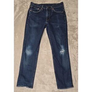 Levis‎ 514 Premium Denim Jeans Mens 32x32 Blue Ripped Stained Relaxed Straight